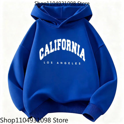 Kids Fashion Hoodie, Los Angeles California Letter Cat Graphic Sweatshirt, Unisex Tops for Boys Girls