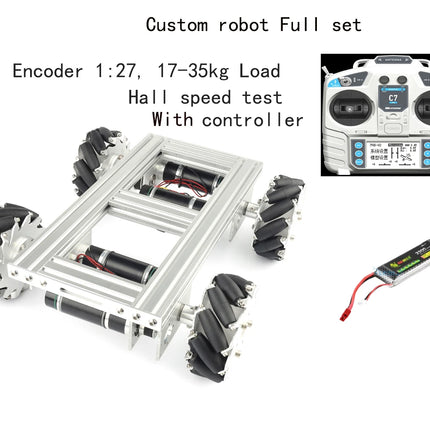 35kg Heavy-Duty 4WD Mecanum Wheel Trolley Omnidirectional Mobile Robot with Motor Metal Chassis for Research Programmable Robot