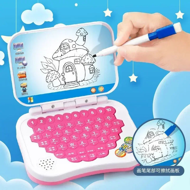 Early Education Learning Machine Erasable Writable Multifunction Computer Toys Bilingual Learning Small Laptop Toy