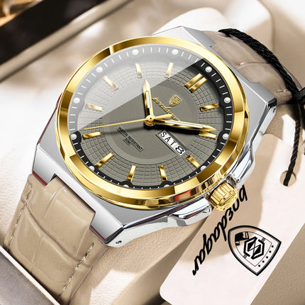 POEDAGAR High Quality Fashion Men's Wristwatch Waterproof Luminous Date Week Business Quartz Men's Watches Leather Men Watch Reloj
