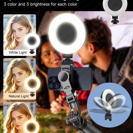 C22 AI Face Tracking Handheld Gimbal Stabiliser 360° Rotation Shoot Selfie Stick Tripod for Mobile Phone, 1/4'' Screw for Camera