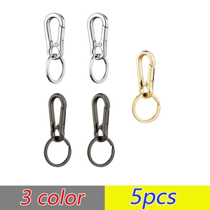 1-5pcs Waist Hanging Key Rings Stainless Steel Holder Keychains Buckle Clip Gourd Climbing Hook Car Strong Carabiner Key Chain
