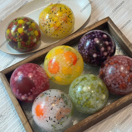 Food Stress Ball Rice Ball Squishy Fidget Toy Non-Bounce Squeeze Ball ASMR Sensory Toy Anti Stress Toy For Adult Hand Exercise