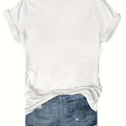 Luxury Crown Medallion Women's Tee - Modern Chic Graphic, Casual White Top