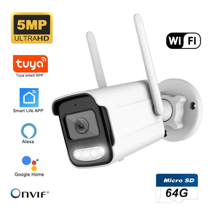 5MP HD Tuya WiFi IP Camera Outdoor Waterproof AI Human Detection ONVIF Smart Wireless CCTV Security Surveillance Outdoor Cam