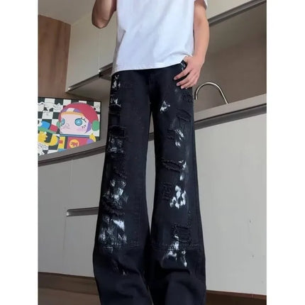 New Men's Jeans 2026 Ripped Straight Man Pants Loose Fit Denim Trendy Lightweight Summer