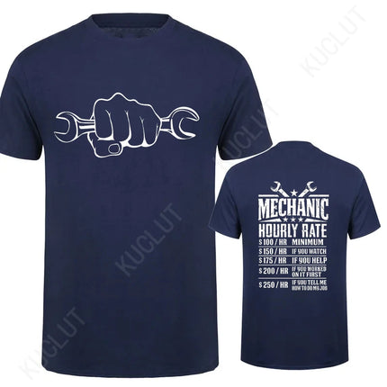 Men's T-Shirt Tops Mechanic Hourly Rate Unique Tee Shirt Male T-shirt Car Fix Engineer Graphic Design T-Shirt Clothing Gift Idea