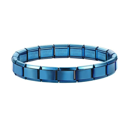 Wholesale High Quality Couple's Y2K Jewelry DIY 9MM Width Italian Elastic Bracelet Solid Color Stainless Steel Fashion Bangle