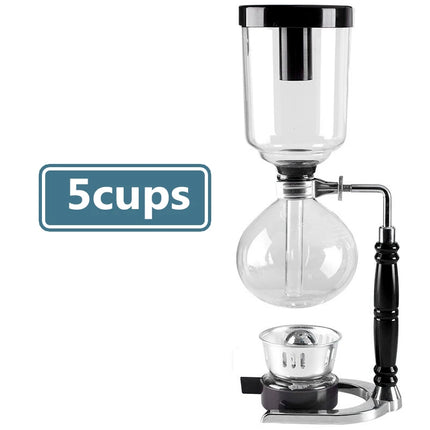 3/5Cups Syphon Pots High Quality Coffee Kettle Pot Set Filter Syphon Coffee Maker Tea Siphon Heat-Resistant Household Pot