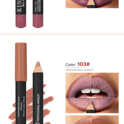 Thanksgiving/Christmas women's cosmetics gifts: 12 color matte velvet lipliner, natural&waterproof&easy to color lipstick pen.