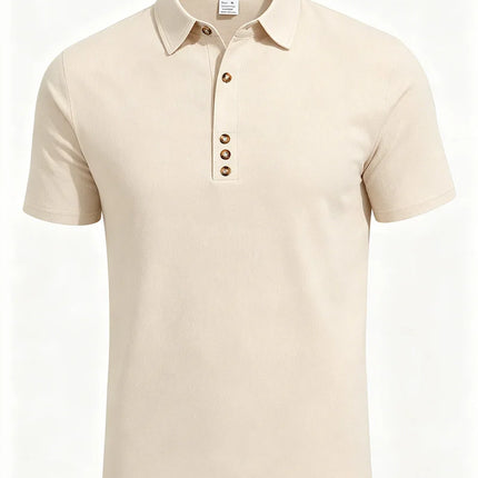 2026 Summer Men Cotton Linen Polo Shirt Short Sleeve Turn Down Collar Loose Fit Casual Daily Office Beach Travel Solid Color Top