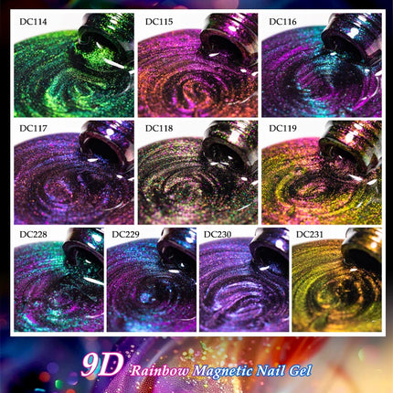 7ml 9D Rainbow Magnetic Gel Nail Polish Aurora Effect Nails Semi Permanent Soak Off UV LED Gel Varnish Nail Art Nail Supplies