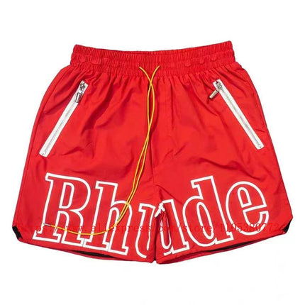 2026 New  RHUDE Men's Print Casual Shorts Loose Fit Nylon Drawstring Basketball Street Beach Shorts with Pockets Fast Delivery