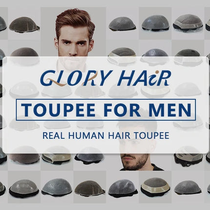 0.12-0.14mm Injected Thin Skin 130%Density Man Hair Prosthesis Human Hair Male Toupee Wig Adult Capillary Prosthesis Hair System