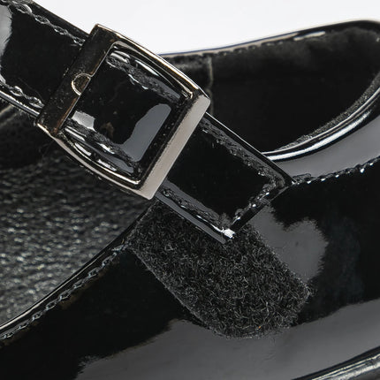 KIDSUN SIZE 26-35 Kids Girls Shoes Flats Comfort Shiny Rubber Oxford School Uniform Shoes Black Shallow Party Dress Casual Shoes