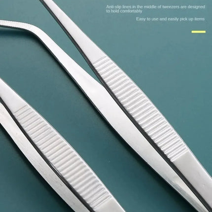 Stainless Multifuctional Steel Elbow Tweezers Aquarium Clip Long Tongs Medical Tweezers Forceps Pet Feeding Tools Non-slip