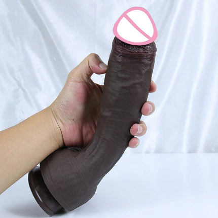 Five Sizes Realistic Dildo Huge Penis Coffee Phallus Long Soft Silicone Suction Cup Anal Sex Toys For Women Vagina Masturbator