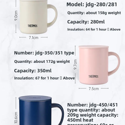 THERMOS Mug 450ml Handle Mug, Keep Cold & Keep Hot Stainless Steel Thermos, Leakproof Coffee Mug & Milk Cup for Office,BPA Free