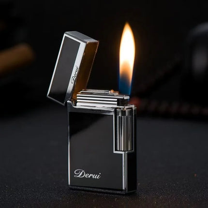 2026 Genuine Steel Tone Loud Lighter Gas Inflatable Open Flame Metal Side Sliding Cigarette Lighter for Boyfriend Husband