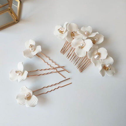 Fairy Flower Wedding Hair Accessories Jewelry Bridal Headpiece Hair Comb Women Head Ornaments