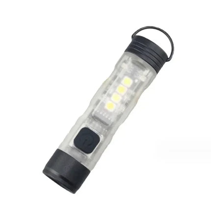 Mini Keychain Flashlight USB Rechargeable Powerful Flashlight Outdoor Camping COB Emergency Red and Blue Torch Tail Magnet Light