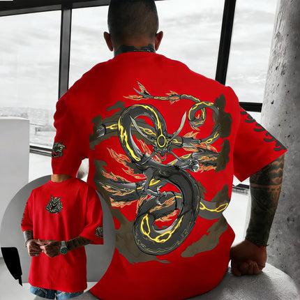 Pokemon  Handheld Game Rayquaza Printed Cotton T-shirt Summer New Harajuku Plus Size Unisex Loose Casual Y2K Parent-child Top