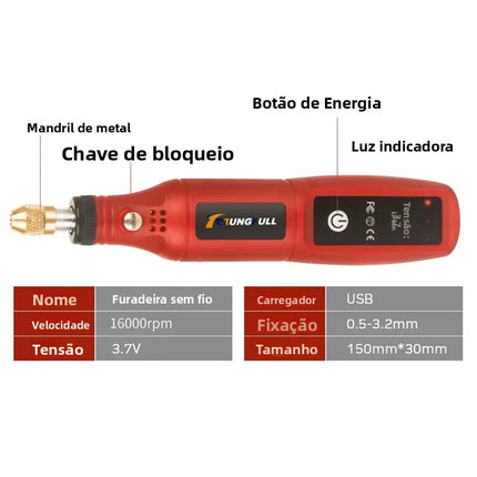 USB Rechargeable Cordless Engraving Pen Wireless Electric Drill Rotary Tool for Jewelry Glass - Portable Handheld Engraver