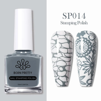 BORN PRETTY 10m Stamping Nail Polish White Black Gold Red Colorful Nail Art Printing Varnish DIY for Nail Plate Design Varnish