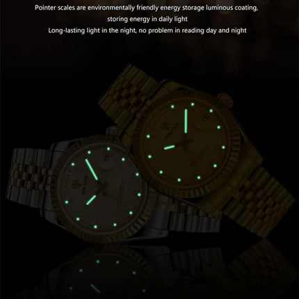 Holuns Luxury Classic 36/41mm Gold Men's Watches Japan MIYOTA Quartz Movt Stainless Steel Classic Business Wristwatch Waterproof