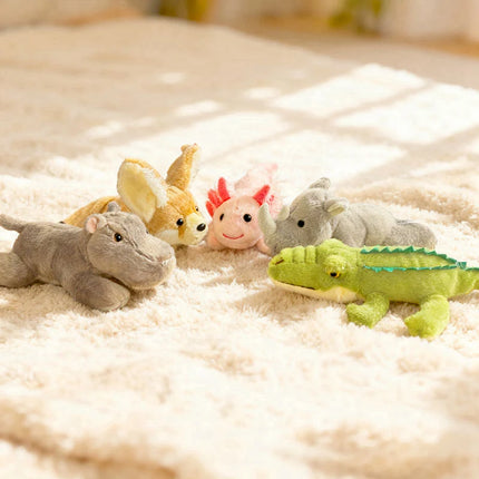 Adorable Laid-Back Animal Plush Toys - Crocodile Axolotl Rhinoceros Fennec Fox Soft Stuffed Toys for Girl Boy Zoo Souvenirs