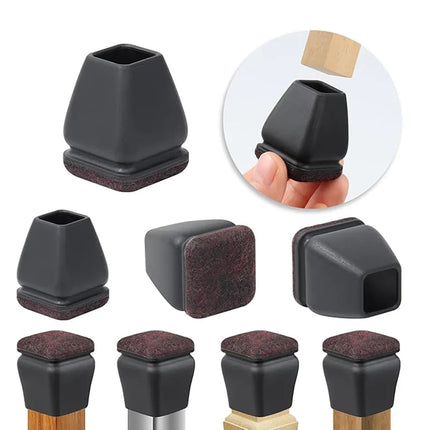 8PCS Chair Leg Floor Protectors 15° Diagonal Thick TPE Pads Silicone Felt Foot Covers for Hardwood Furniture Table Feet
