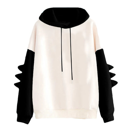 Winter Casual Hoodie Cartoon Dinosaur Color Block Pullover Tops Men Women Loose Long Sleeve Sweatshirt Holiday Gift