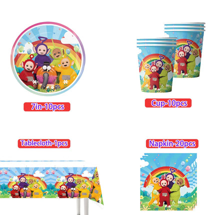 Teletubbies Theme Birthday Party Decoration Animation Plates Tablecloth Balloons Cake Decoration Kids Birthday Party Supplies