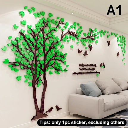 3D Acrylic Tree Wall Stickers Self Adhesive Home Background Decoration Bedroom Living Room Nursery Removable Peel And Stick Wall