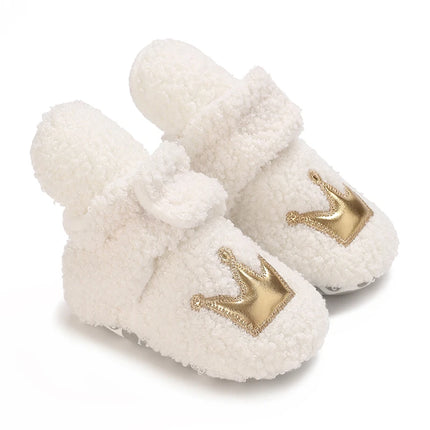 Fashionable Lamb Down Newborn Baby Girl Knitted Baby Soft Sole Shoes Toddler Shoes Warm and Non Slip First Walker