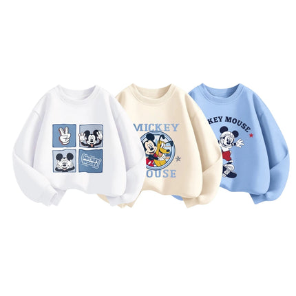 Fashion Simple Kids Long Sleeved Tops Baby Boy's Sweatshirts Printed Mickey Hoodie O-neck Pullover Casual Children's Clothes Top