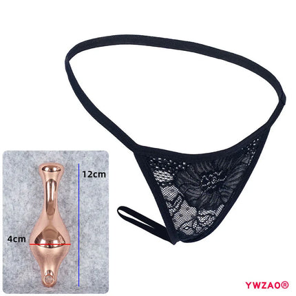 YWZAO Plug Anus Panties Fisting Ass Anal Erotic Invisible Thong Women Sexy Underwear Toys Butt Dildo Adult N11 Black Combination