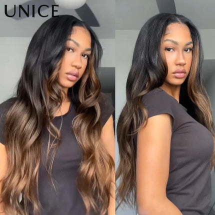 UNice Chestnut Brown Ombre Body Wave 4x4 Lace Closure 1PC 100% Human Hair Closure Only Free Part Lace Closure 14-20 Inch