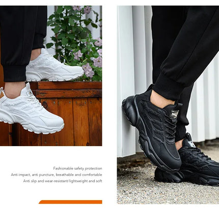 white work shoes lightweight comfortable safety shoes man women work shoes with a steel toe puncture proof safety work sneakers