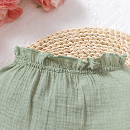 Newborn Baby Girl Dolid Color Simple Combed Cotton Outer Wear Baby Underwear Three Piece Set