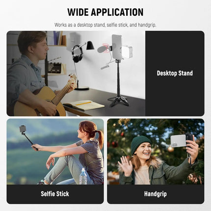 NEEWER Selfie Stick with Detachable Bluetooth Remote Shutter, Lightweight Foldable Travel Tripod for iPhone YouTube/TikTok Vlogs