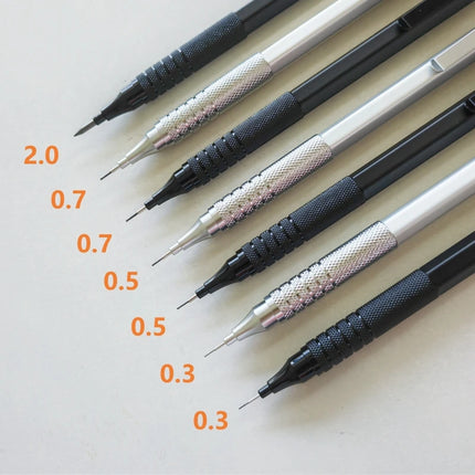 0.3/0.5/0.7/2.0mm Mechanical Pencil Low Center of Gravity Metal Drawing Special Pencil Office School Writing Art Supplies