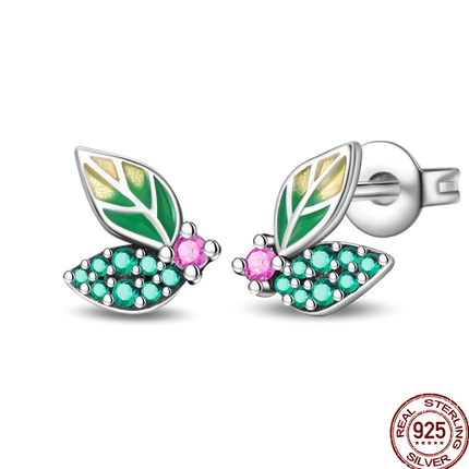 New in 925 Sterling Silver Lucky Clover Earrings for Women Girl Green Leaf Ear Studs Fine Jewelry Fashion Luxury Anniversary