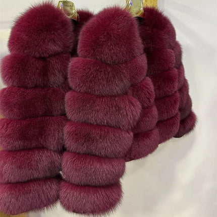 QUEENTINA Fox Fur Coat Real Winter Women'S Fashion Brown 2025 Leather And Skin Clothing Natural New In Coats & Jackets Outerwear