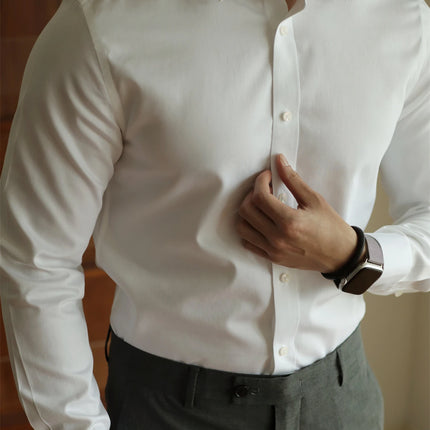Men's long-sleeved shirt: casual, simple, high-quality, wrinkle-free, slim fit, business formal, all-season collection