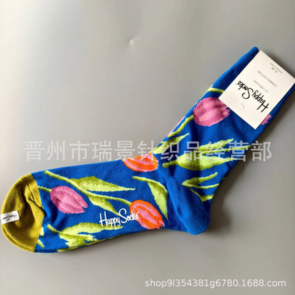 High Quality Fashionable Men's Mid-Calf Cotton Socks HappySocks New Arrival Suitable for All Seasons Swedish Design