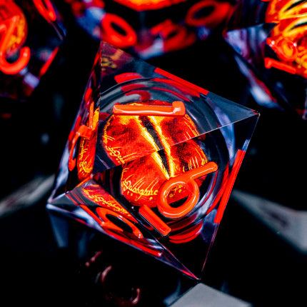 7PCS Lliquid Flow Core Eye of Sauron D20 Dnd Sharp Edge Resin Dice Set D and D Dungeon and Dragon Role Playing Games D&D Dice