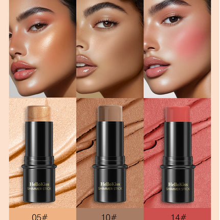 4pcs Blush & Highlighter Contour Stick with Brush - Waterproof, Long-Lasting, Multi-Function Makeup for Blush, Dark Circles.