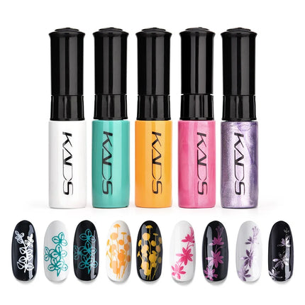KADS 5/4 Pcs Stamping Varnish Set Nail Stamping Polish Kit Black Nail Art Polish Manicure Stamping Lacquer for Template Nails