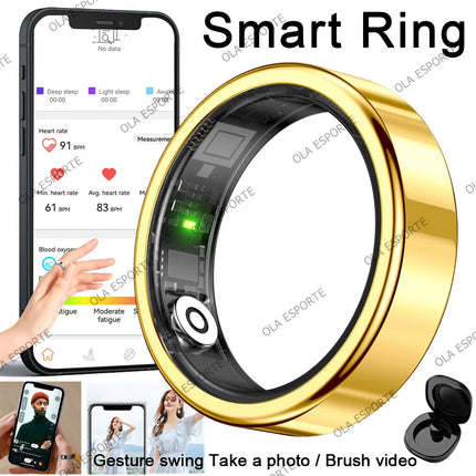 2026 New Smart Ring Heart Rate Blood Pressure Sleep Monitoring Motion Tracking IP68 Waterproof Men Women Smart Ring Holiday Gift